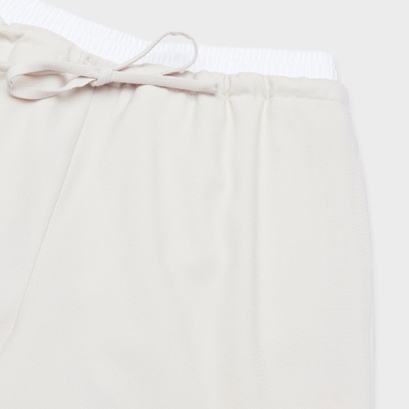 NWT!Aritzia Babaton Equity Pants Wide-leg 95%wool twill pants Size L Matte Pearl - Picture 8 of 8